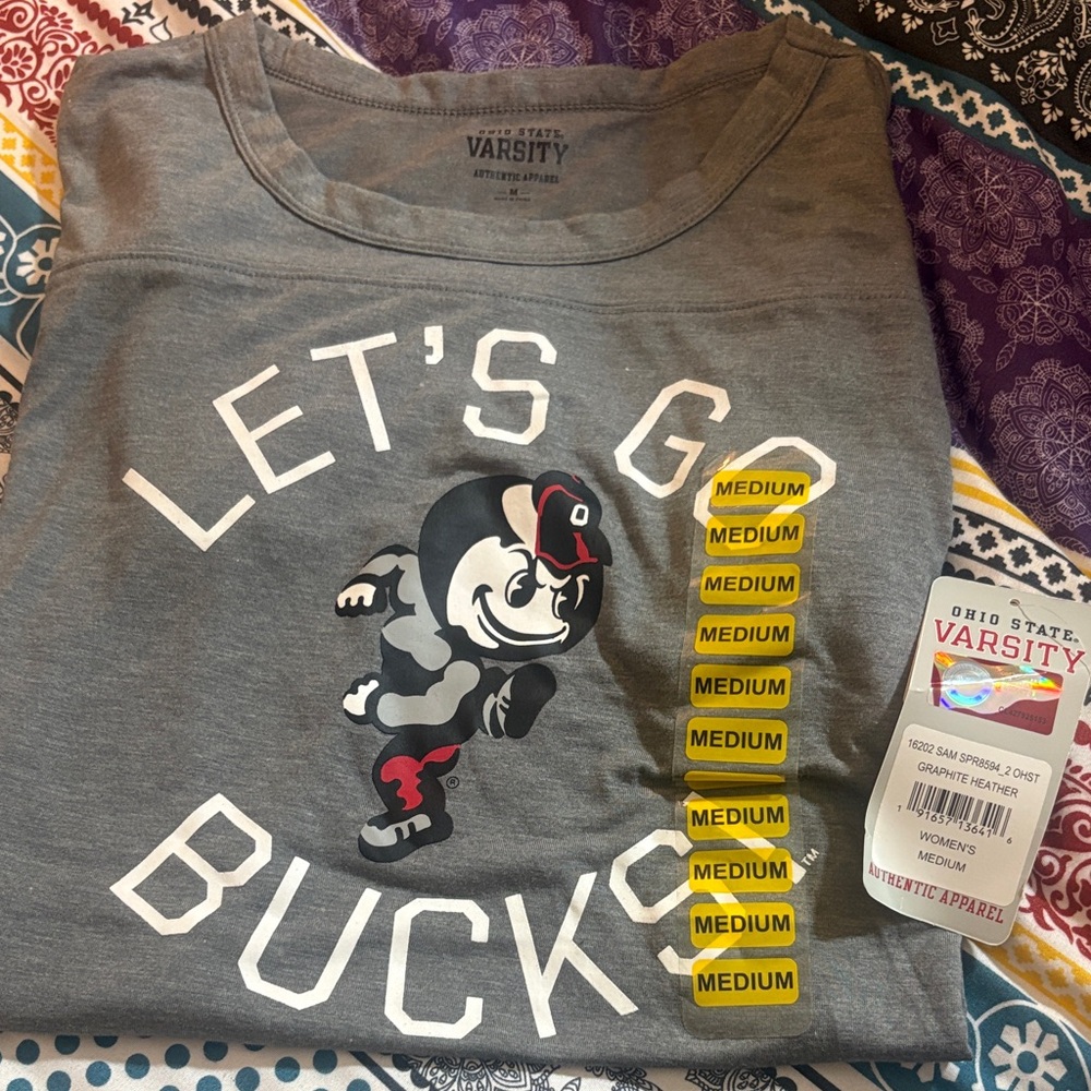 Varsity Gray Let's Go Bucks Kids Tee